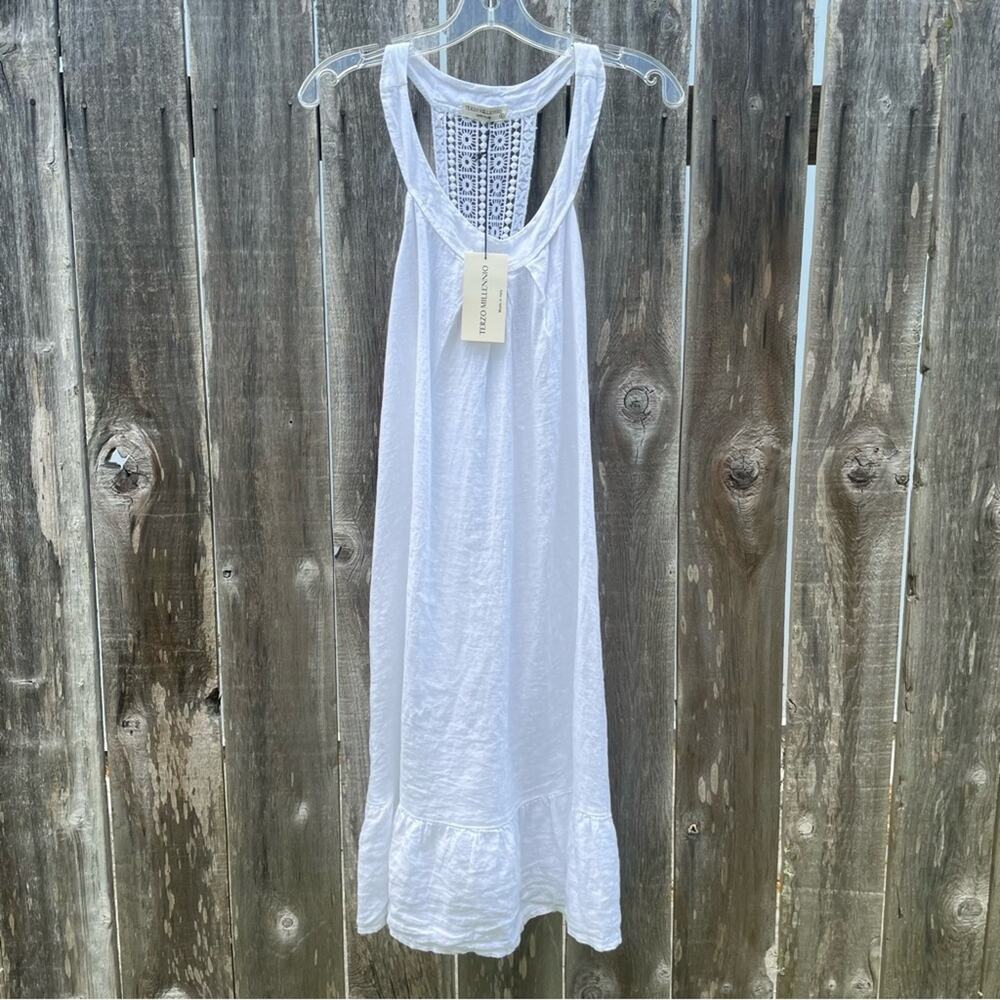 Terzo Milllennio white 100% linen mini dress size Small
